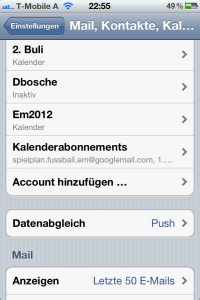 iPhone iCal Kalenderabonnements