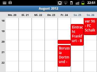 So sehen die Bundesliga Termine im Android Kalender aus