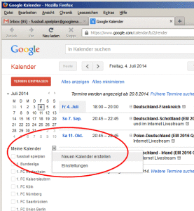 Im Google Kalender neuen Unter-Kalender erstellen