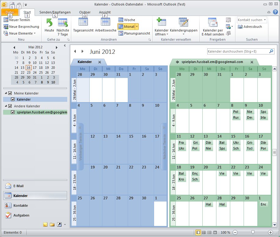 Outlook Spielplan EM2016